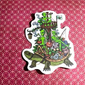 Sacred Turtle Alien ET EBE Traveler Star Person Space People Single Sticker